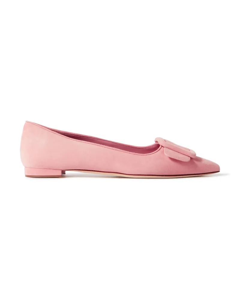 Manolo Blahnik Maysale Ballerinas aus Veloursleder Pink