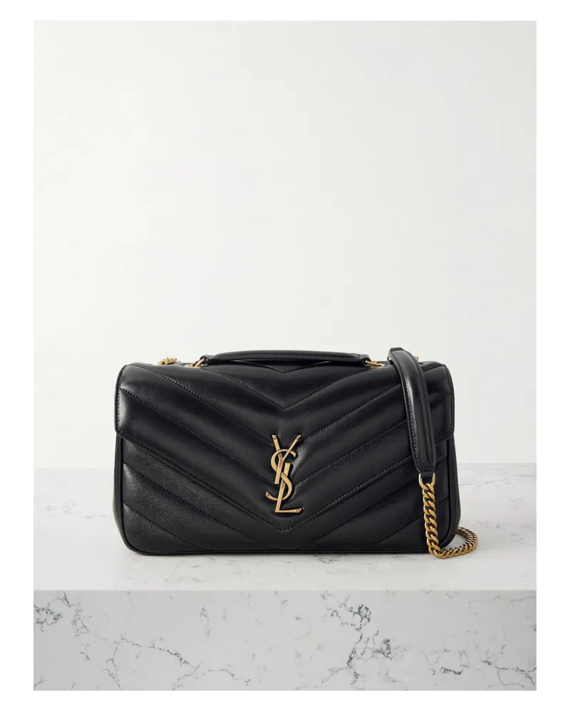 Saint Laurent Loulou Medium Quilted Leather Shoulder Bag - Black Black