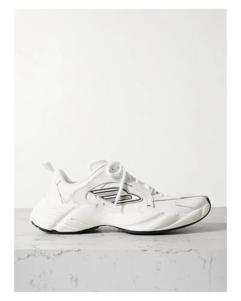 Balenciaga Monday Rubber-trimmed Leather Sneakers - White White