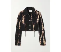 Verkürzte, Bedruckte Jeansjacke Mit Schnürung - Schwarz