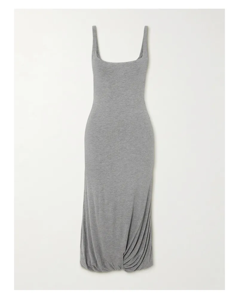 16ARLINGTON Sidd Midikleid Aus Jersey Mit Raffungen - Grau Grau
