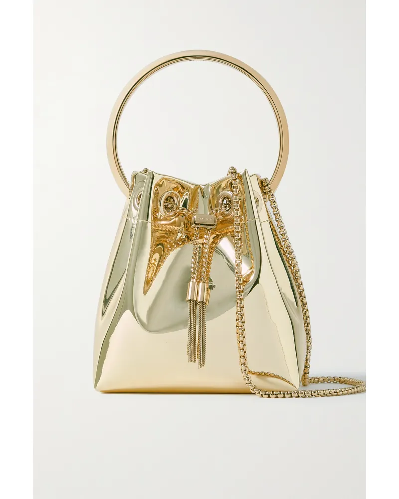 Jimmy Choo Bon Bon Metallic Mirrored-leather Bucket Bag - Gold Gold