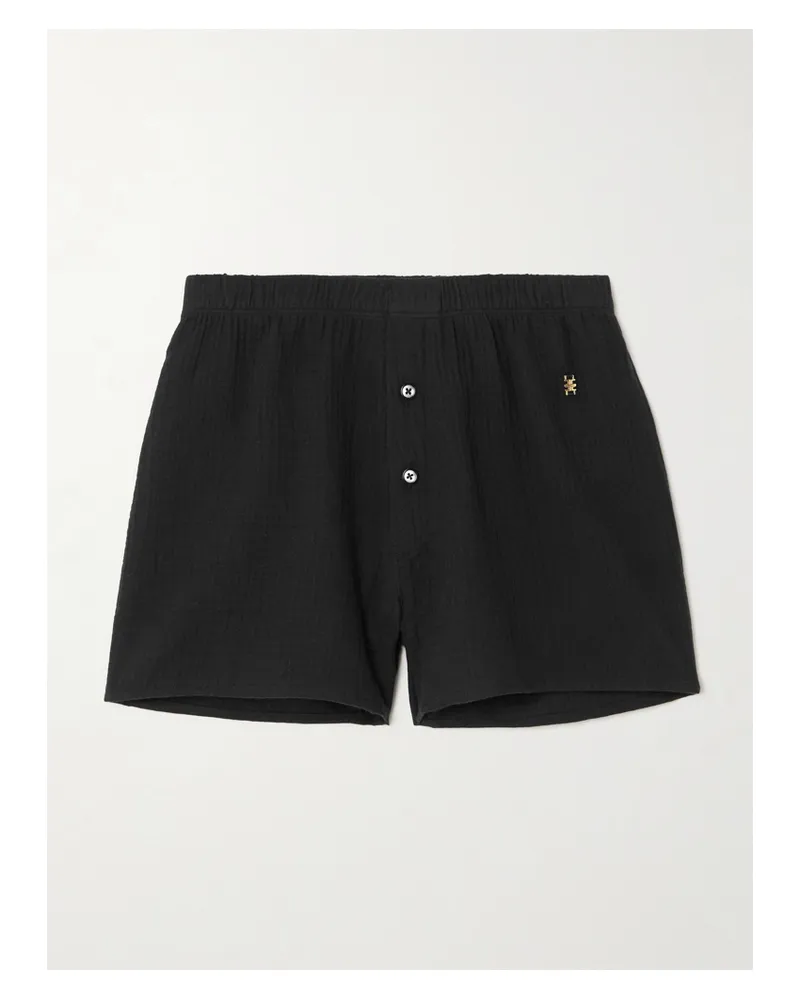 ÉTERNE Jude Shorts Aus Baumwollgaze Mit Verzierung - Schwarz Schwarz