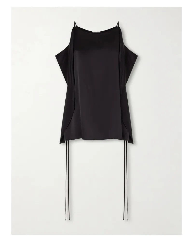 The Row Koray Draped Silk-satin Top - Black Black