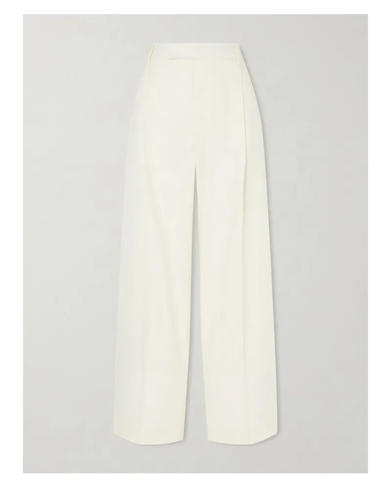 Maria Mcmanus Pleated Wool-blend Wide-leg Pants - Ivory Ivory