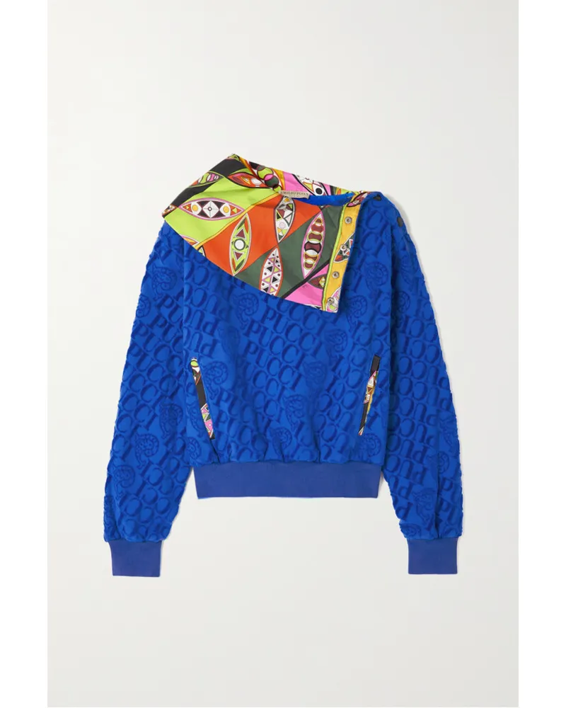 Emilio Pucci Sweatshirt aus Seiden-twill und Baumwollfrottee Blau