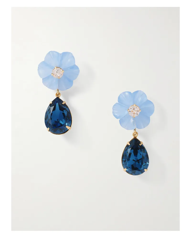 Jennifer Behr Juna Gold-plated, Crystal And Chalcedony Earrings - Blue Blue