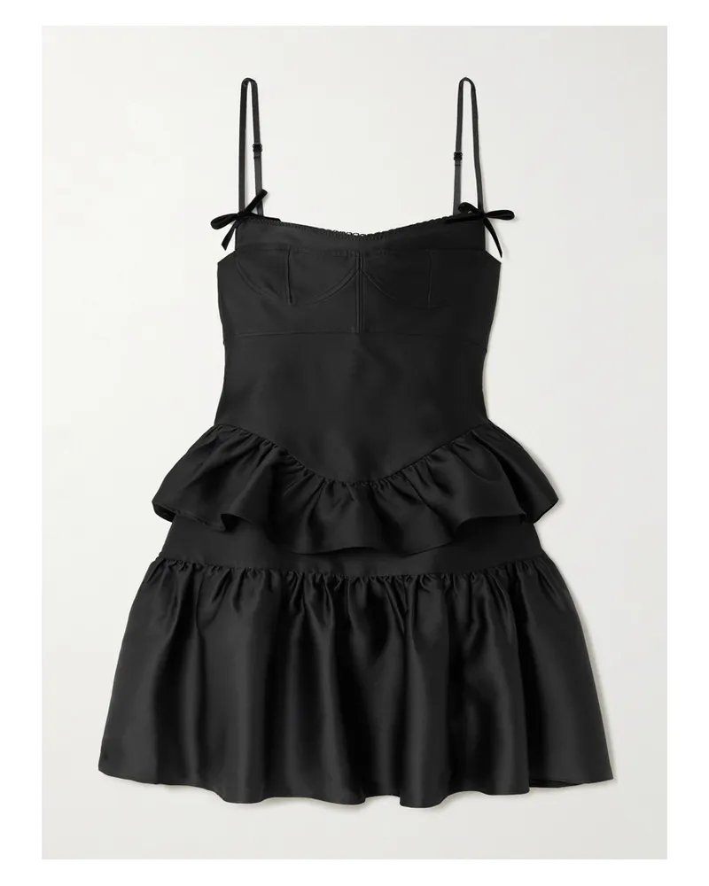 SHUSHU/TONG Minikleid Aus Satin Mit Schleifen Und Raffungen - Schwarz Schwarz
