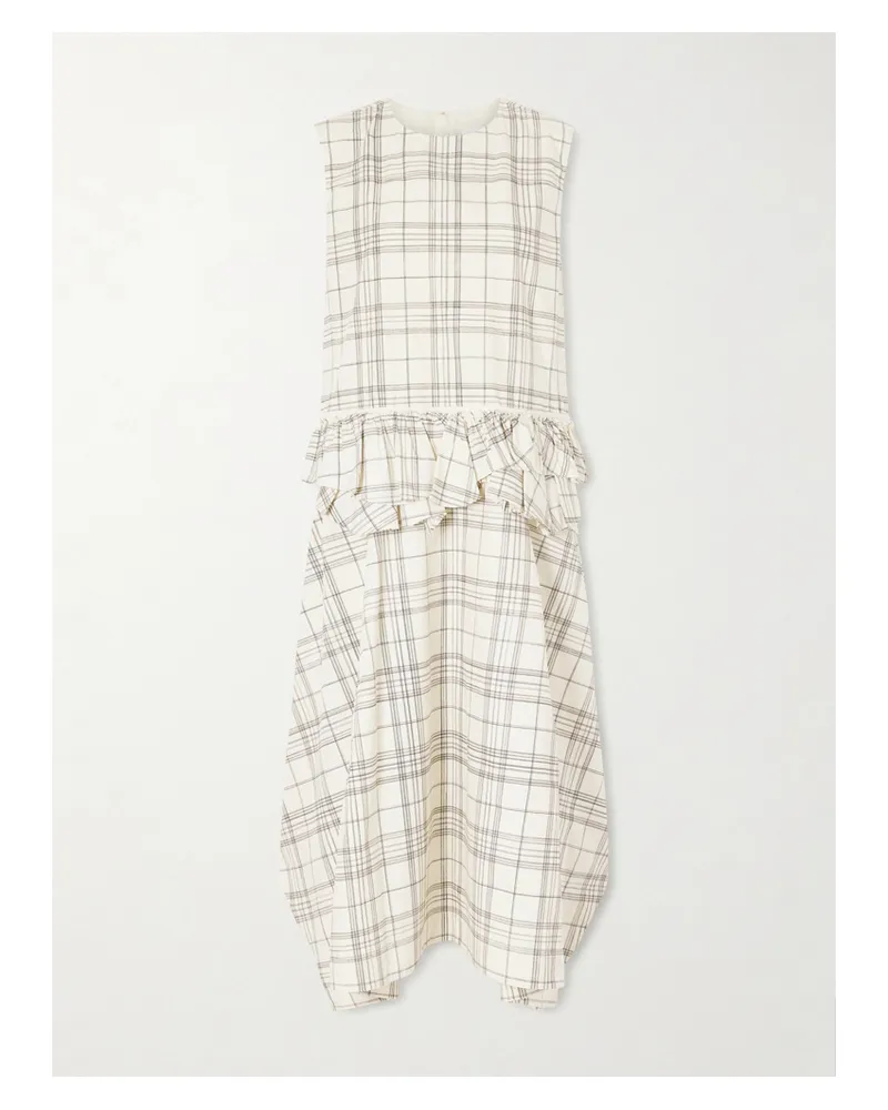Jil Sander Ruffled Checked Cotton-poplin Midi Dress - Multi Multi