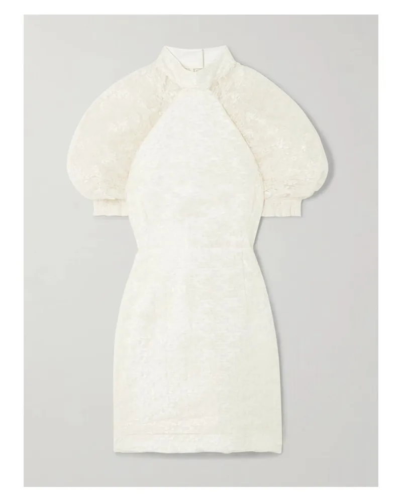 ROTATE Birger Christensen Minikleid Aus Plissierter Recycelter Spitze - Elfenbein Elfenbein