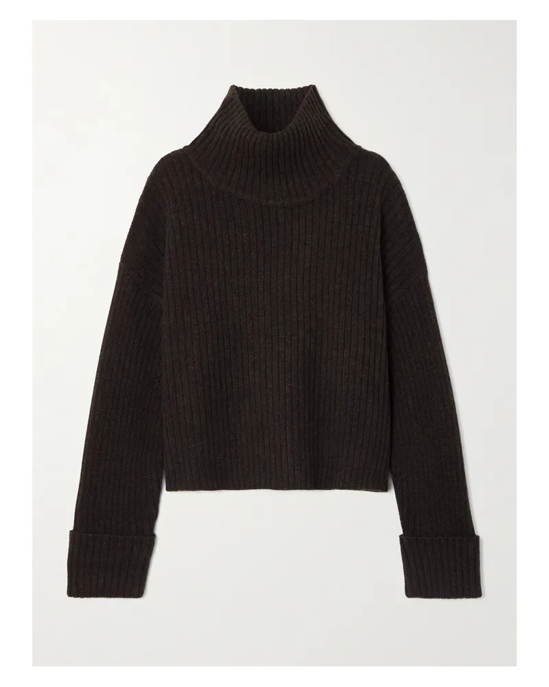Le Kasha 1918 Galway Ribbed Cashmere Turtleneck Sweater - Brown Brown