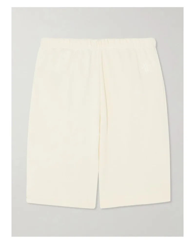 ÉTERNE Boyfriend Shorts Aus Frottee Aus Einer Baumwoll-modalmischung Mit Stickerei - Creme Creme