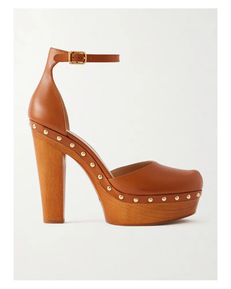 Chloé Lola Plateaupumps Aus Leder Mit Nieten - Braun Braun
