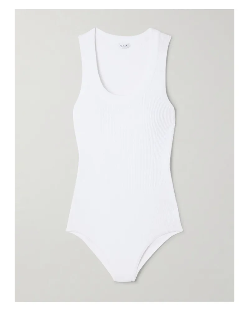 Alaïa Ribbed-knit Bodysuit - White White