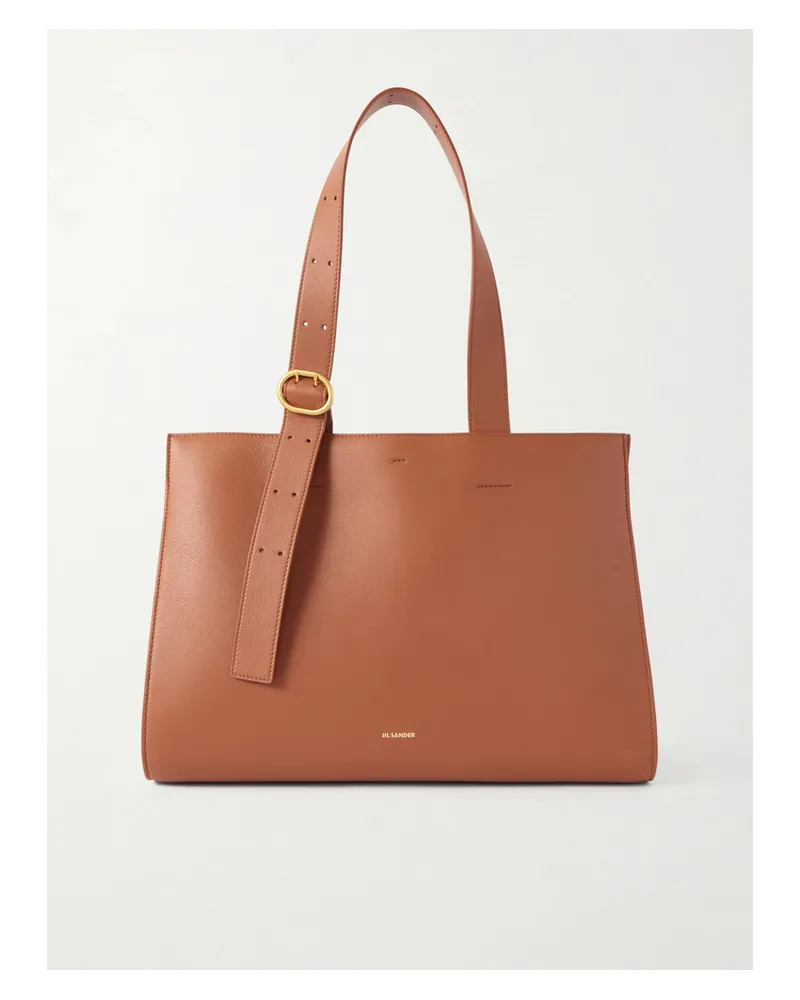 Jil Sander Cannolo Leather Shoulder Bag - Brown Brown
