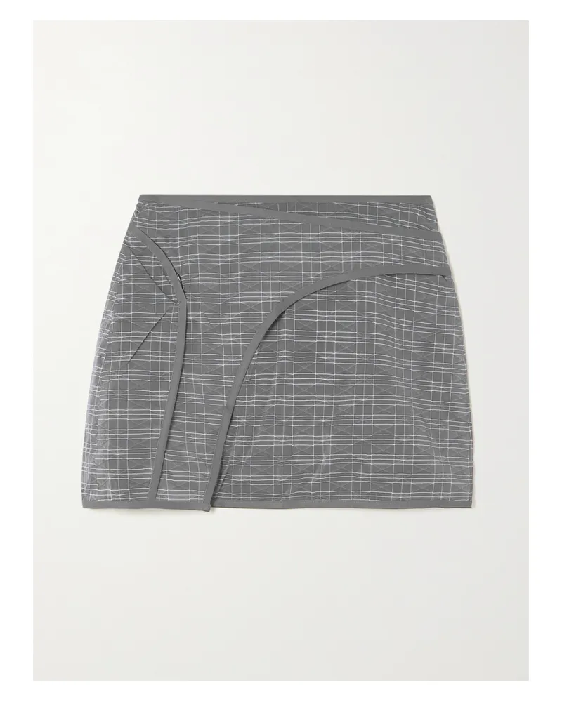 McQ Long Now Mini-wickelrock Aus Kariertem Matelassé-shell - Grau Grau