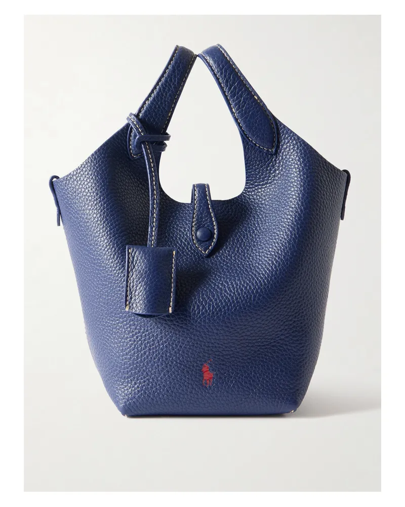 Ralph Lauren Polo Play Small Textured-leather Tote - Blue Blue