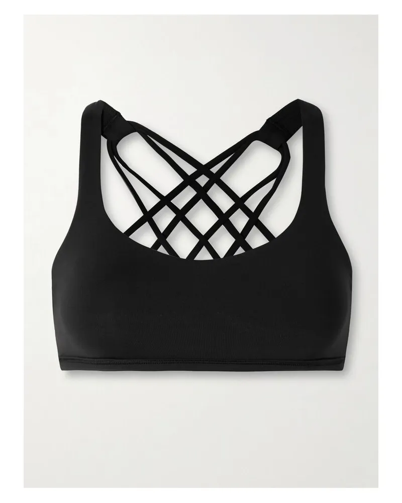 LULULEMON Free To Be Wild Sport-bh Aus Stretch-strick - Schwarz Schwarz