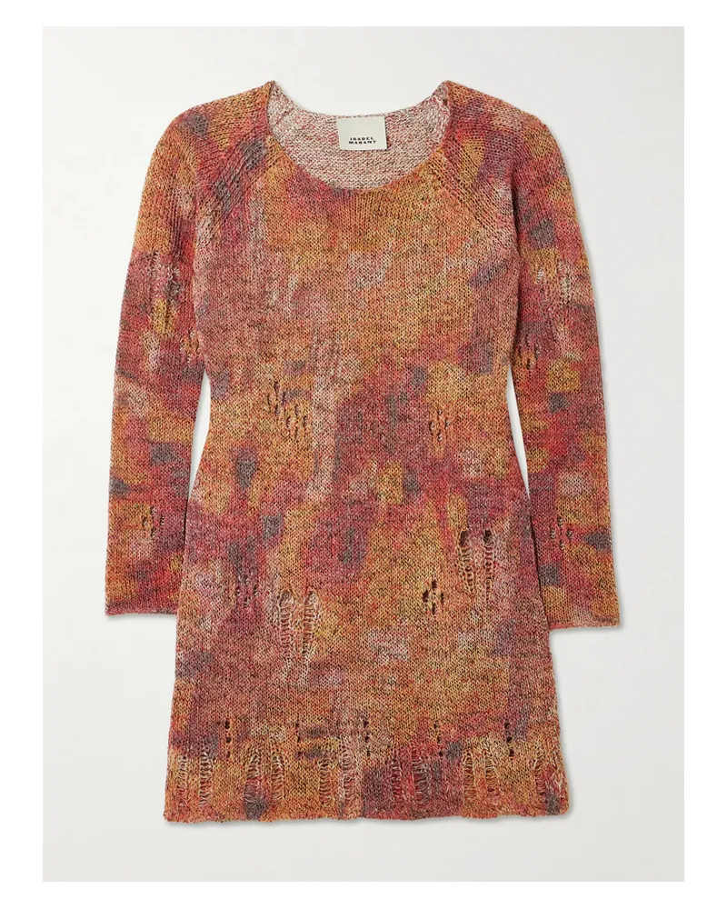 Isabel Marant Hymira Minikleid Aus Strick Mit Distressed-details - Orange Orange