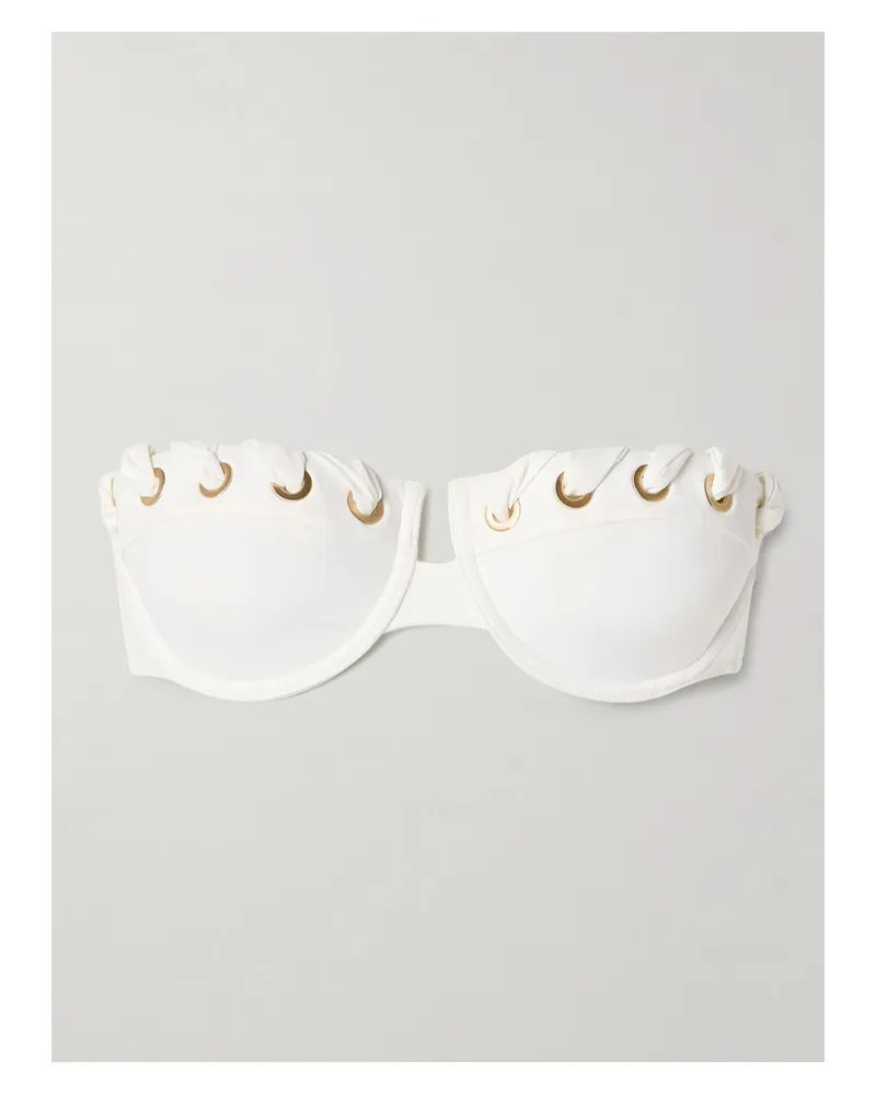 Zimmermann Halliday Bandeau-bikini-oberteil Mit Bügeln Und Verzierungen - Elfenbein Elfenbein