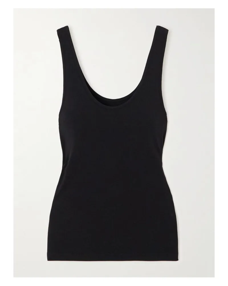 Another Tomorrow Tanktop Aus Stretch-jersey Aus Einer Lyocell-biobaumwollmischung - Schwarz Schwarz