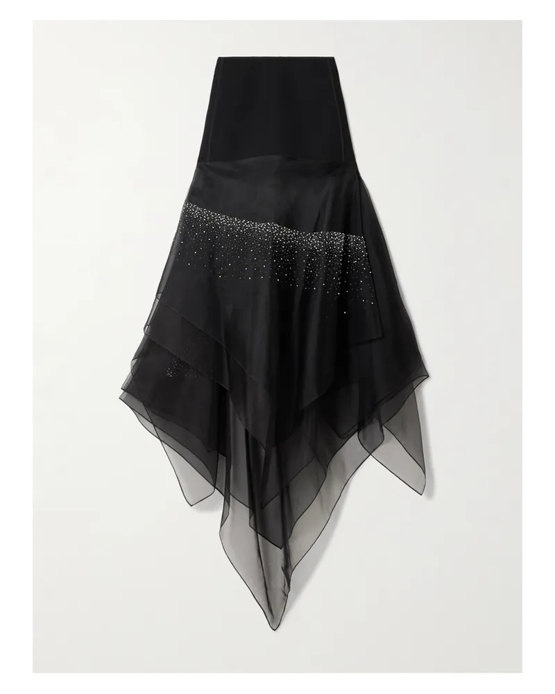 Maticevski Meet The Sky Asymmetric Crepe And Bead-embellished Silk Skirt - Black Black