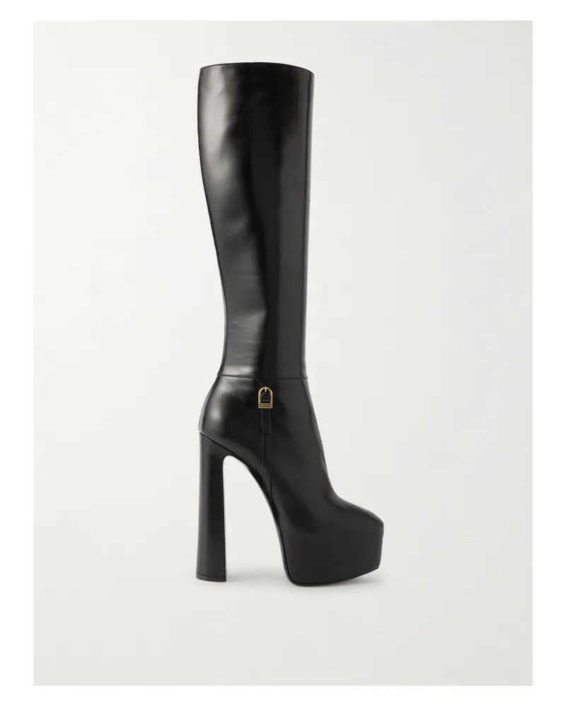 Saint Laurent Nico Overknees Aus Leder - Schwarz Schwarz