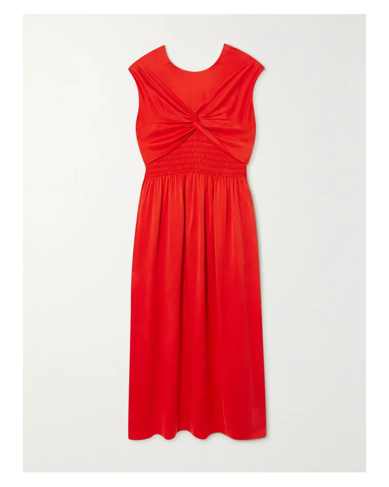 TOVE Mahaney Midikleid Aus Seide Mit Raffungen - Rot Rot