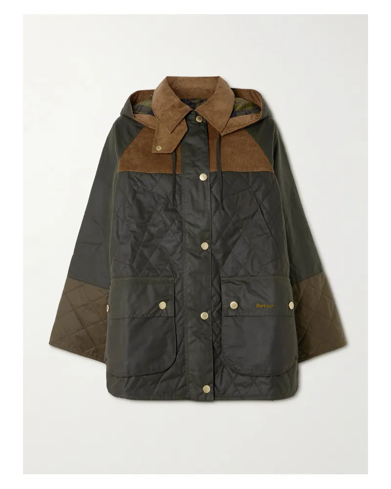 Barbour Imelda Jacke Aus Gewachster Baumwolle Und Gestepptem Shell Mit Cordbesatz Und Kapuze - Grün Grün