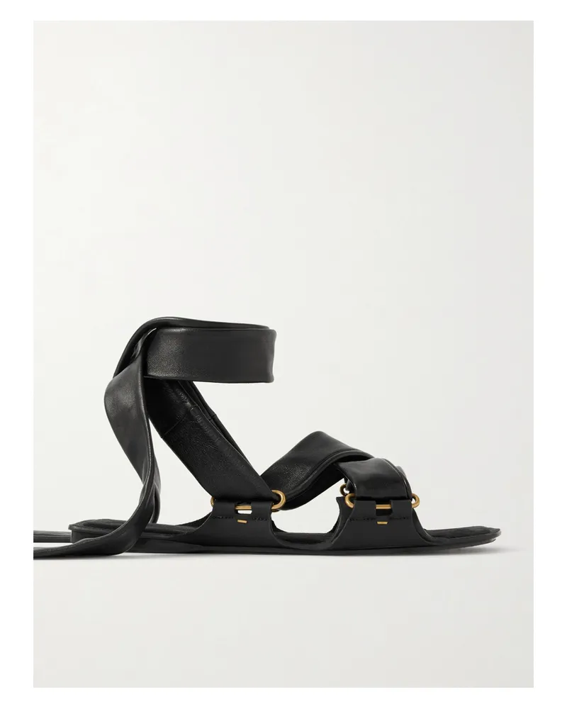 KHAITE Boden Tie-detailed Leather Sandals - Black Black