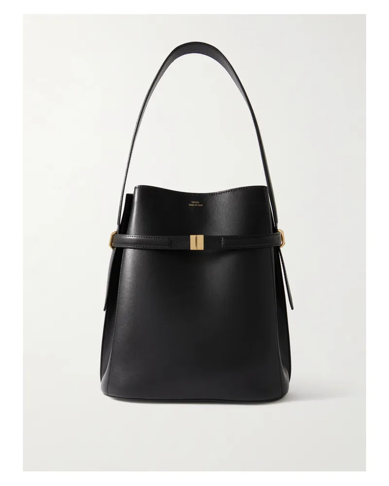 Totême Belted Leather Tote - Black Black