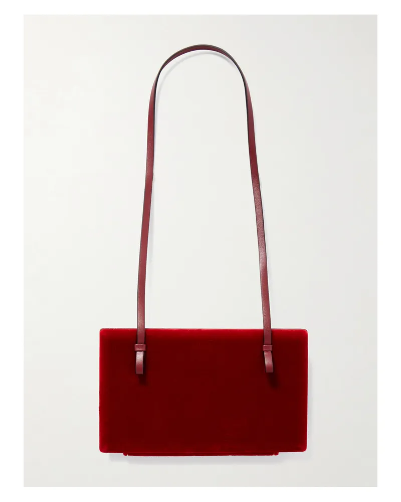 Totême Cocktail Leather-trimmed Velvet Shoulder Bag - Red Red