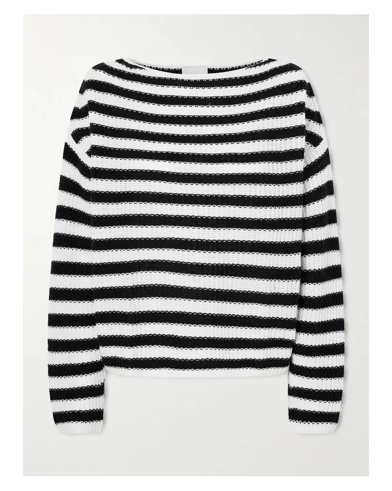 ALLUDE Striped Cotton And Cashmere-blend Sweater - Blue Blue