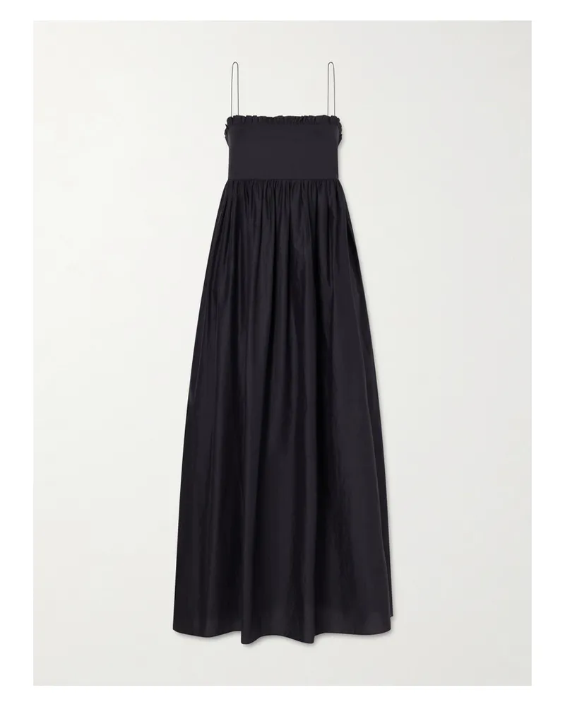 Matteau Empire Ruffled Cotton-poplin Midi Dress - Black Black