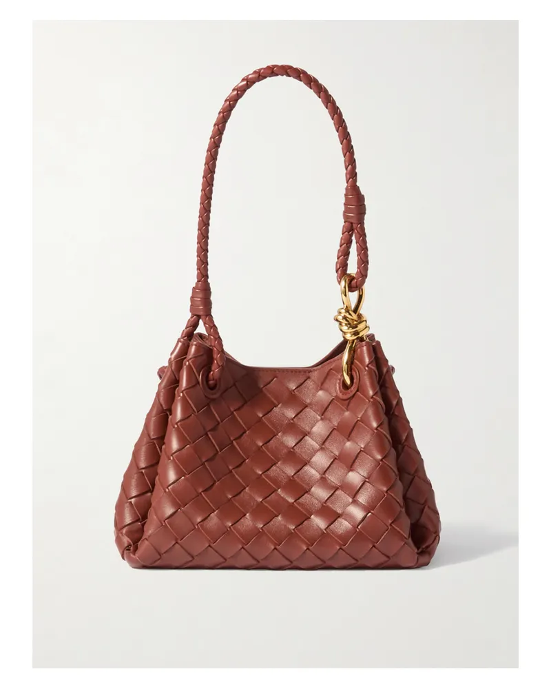 Bottega Veneta Parachute Small Intrecciato Leather Shoulder Bag - Red Red