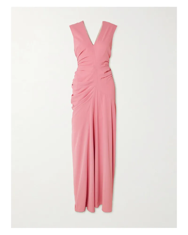 Dries van Noten Asymmetrisches Maxikleid Aus Jersey Mit Raffungen Und Bändern - Pink Pink