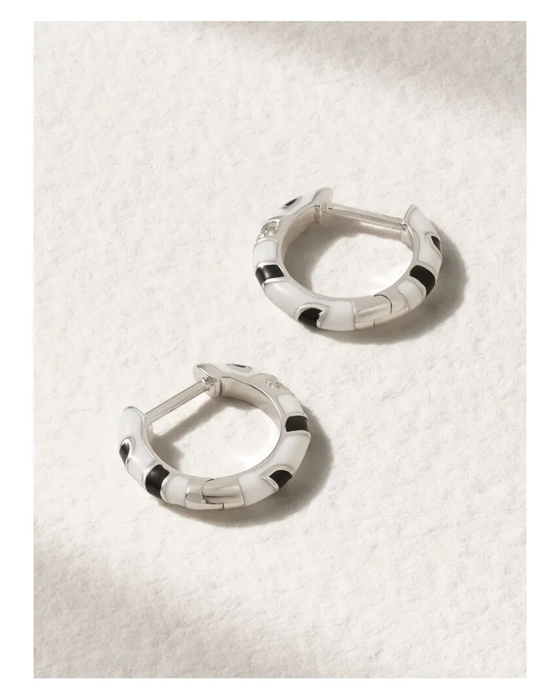 Yvonne Léon Creolen Aus 9 Karat Weißgold Mit Diamanten Und Emaille Gold