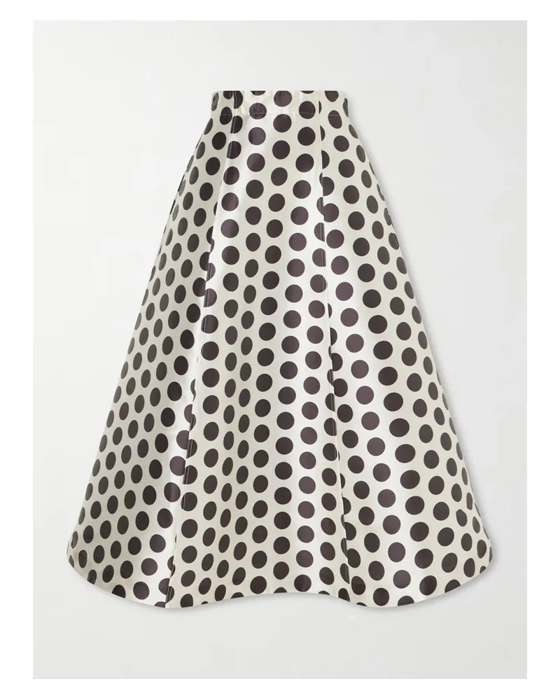 DESTREE India Paneled Polka-dot Satin Midi Skirt - Black Black