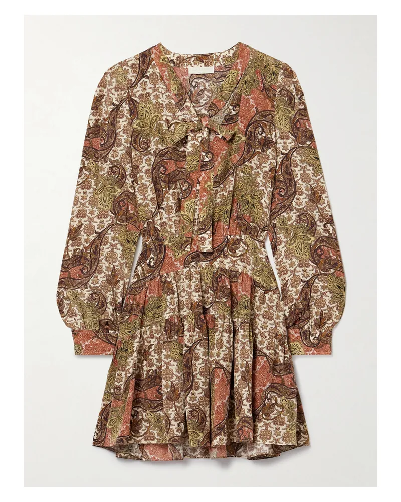 Ulla Johnson Maris Minikleid Aus Crêpe De Chine Aus Seide Mit Paisley-muster Und Falten - Mehrfarbig Mehrfarbig