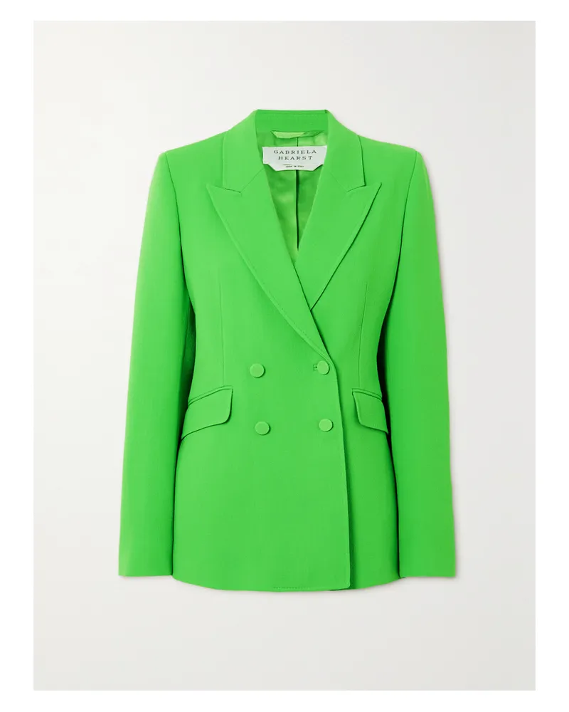 Gabriela Hearst Stephanie Doppelreihiger Blazer Aus Woll-crêpe - Grün Grün
