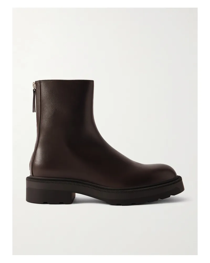 The Row Nobilis Leather Ankle Boots - Brown Brown