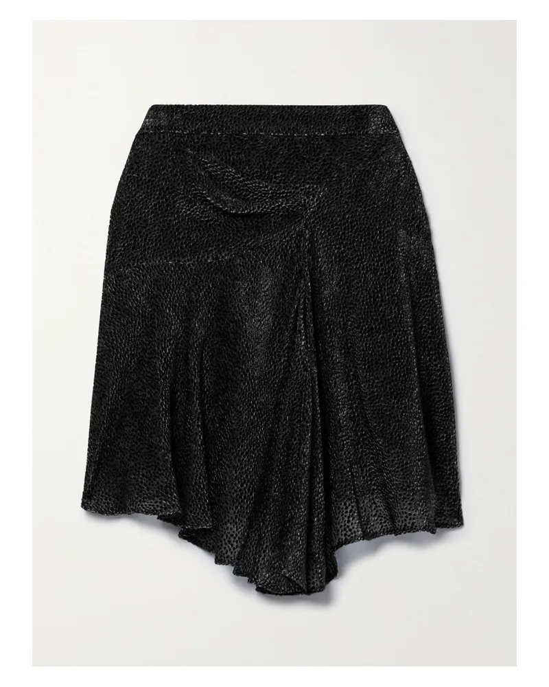 Isabel Marant Selena Asymmetrischer Minirock Aus Chiffon Mit Falten Und Flockprint - Schwarz Schwarz