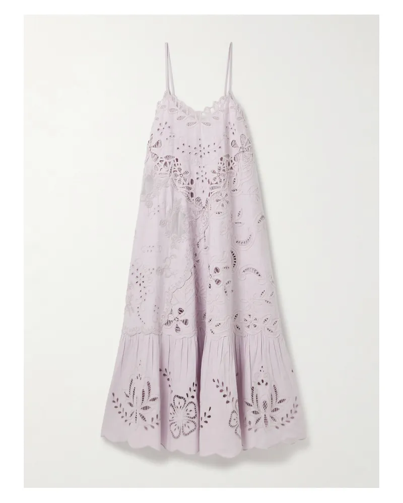 Sea Iyla Midikleid Aus Baumwolle Mit Lochstickerei - Lila Lila