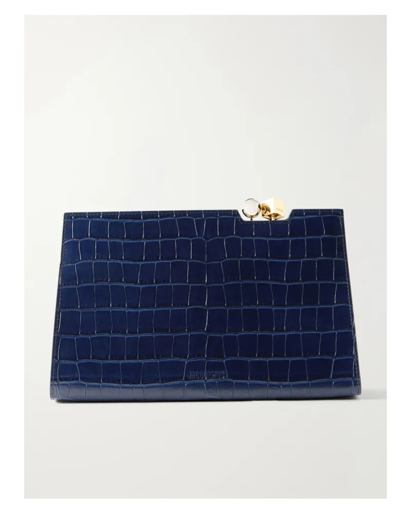 Jacquemus La Plage Croco-embossed Leather Shoulder Bag - Blue Blue