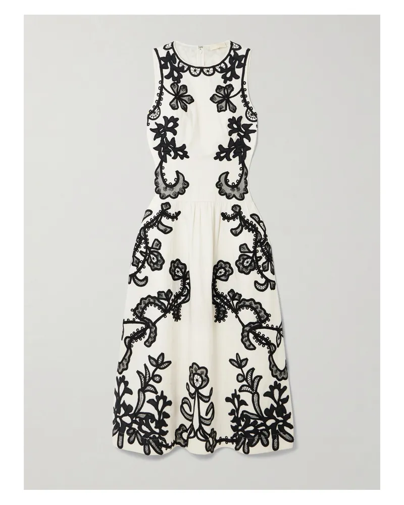 Ulla Johnson Sonali Appliquéd Pleated Cotton-sateen Midi Dress - White White