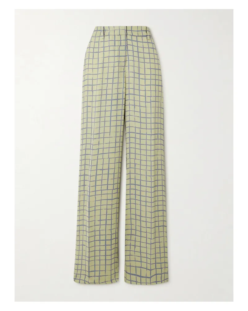 Dries van Noten Hose Mit Geradem Bein Aus Kariertem Crêpe - Grün Grün