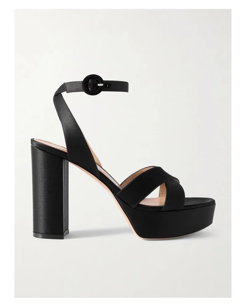 Gianvito Rossi Sabrina 70 Plateausandalen Aus Satin - Schwarz Schwarz