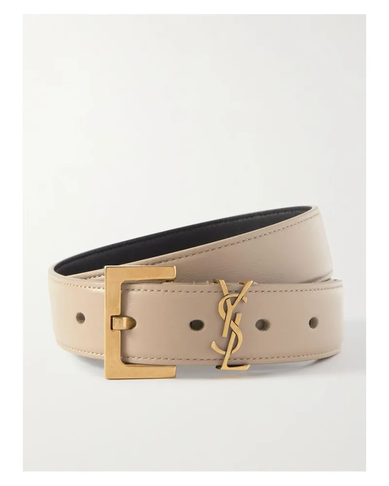 Saint Laurent Monogramme Gürtel Aus Leder - Neutral Neutral