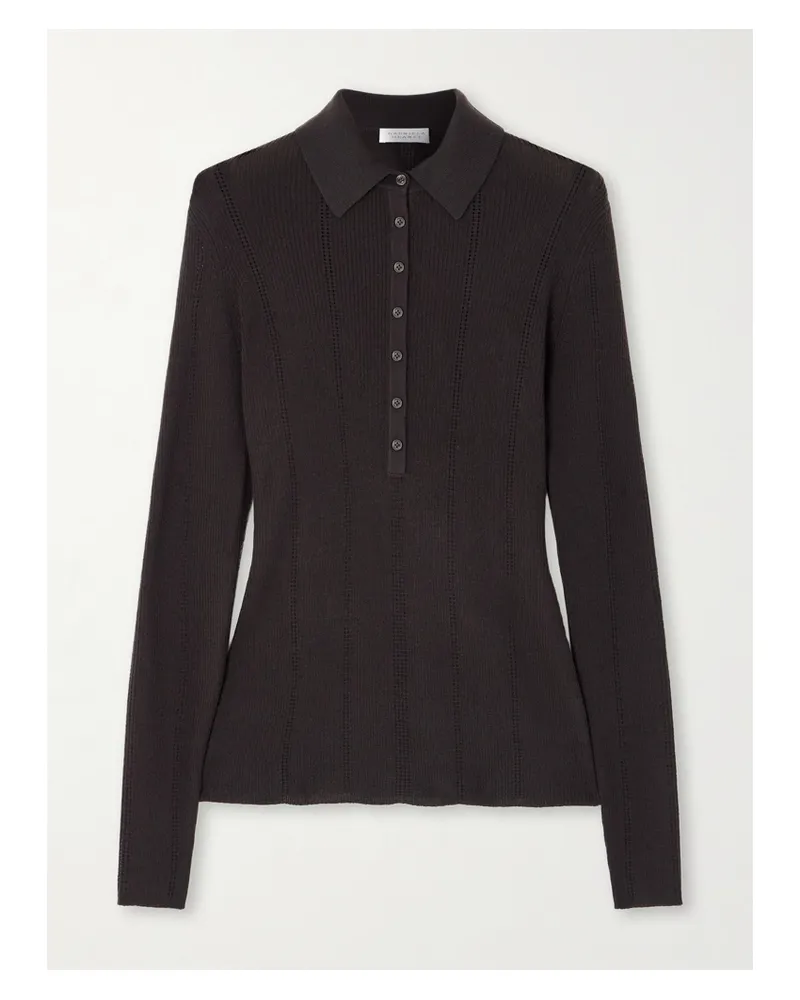 Gabriela Hearst Sophia Wool Polo Shirt - Brown Brown
