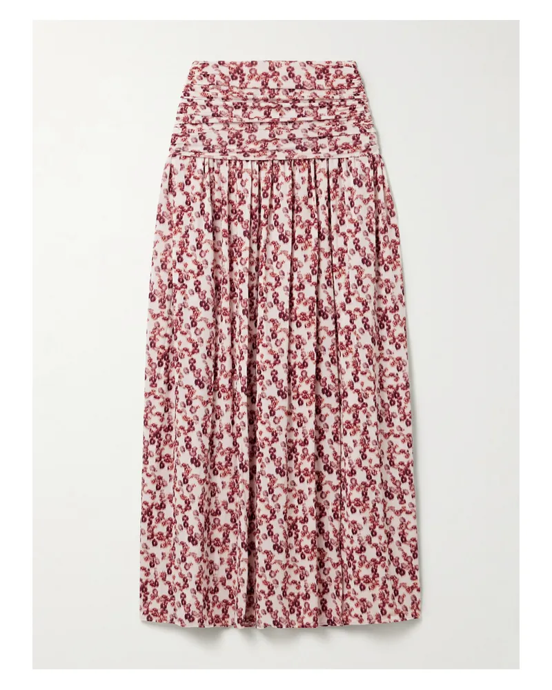Isabel Marant Gwendy Maxirock Aus Stretch-jersey Mit Blumenprint Und Raffungen - Rot Rot